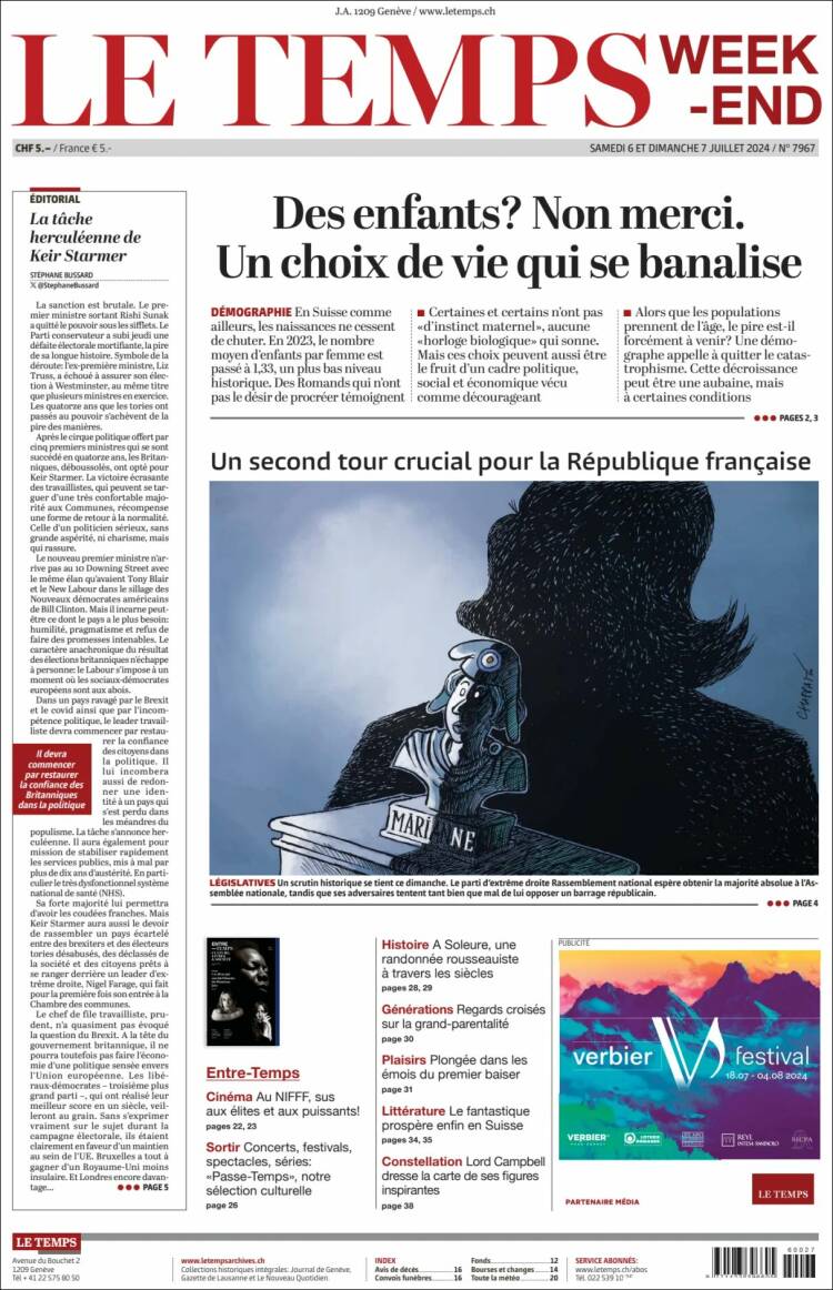 Portada de Le Matin (Suiza)