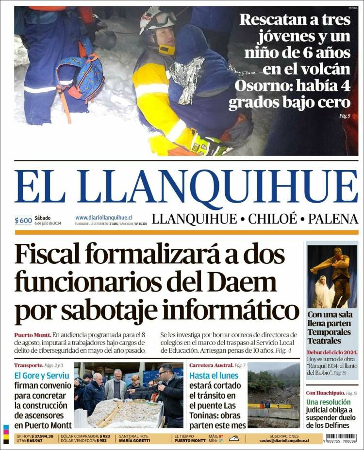 Portada de El Llanquihue (Chile)