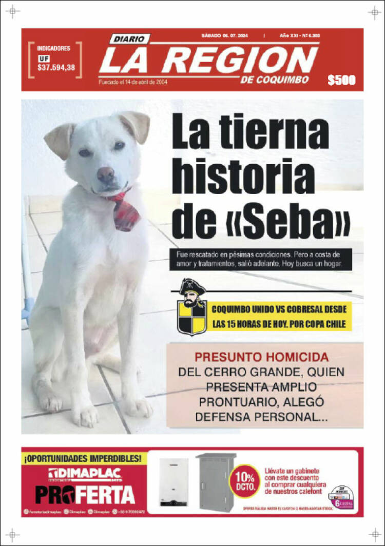 Portada de Diario La Región de Coquimbo (Chile)