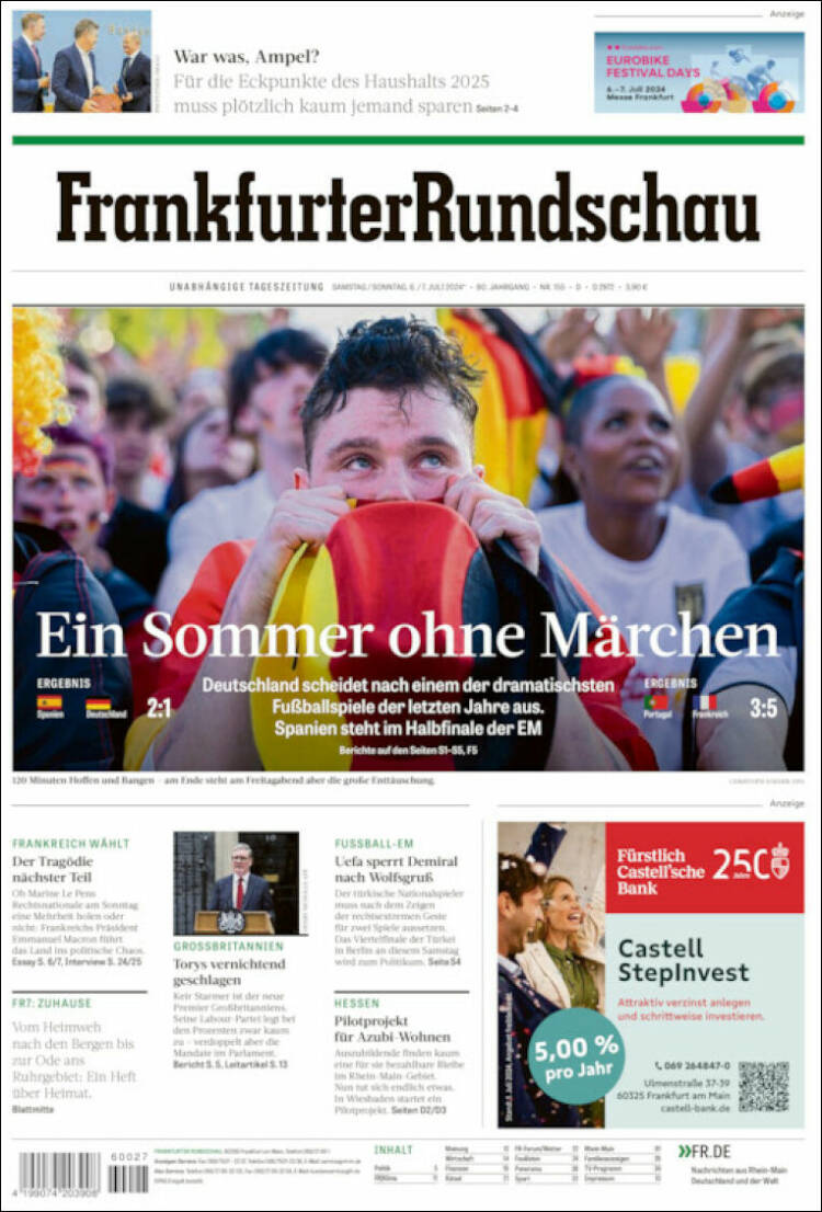 Portada de Frankfurter Rundschau (Alemania)