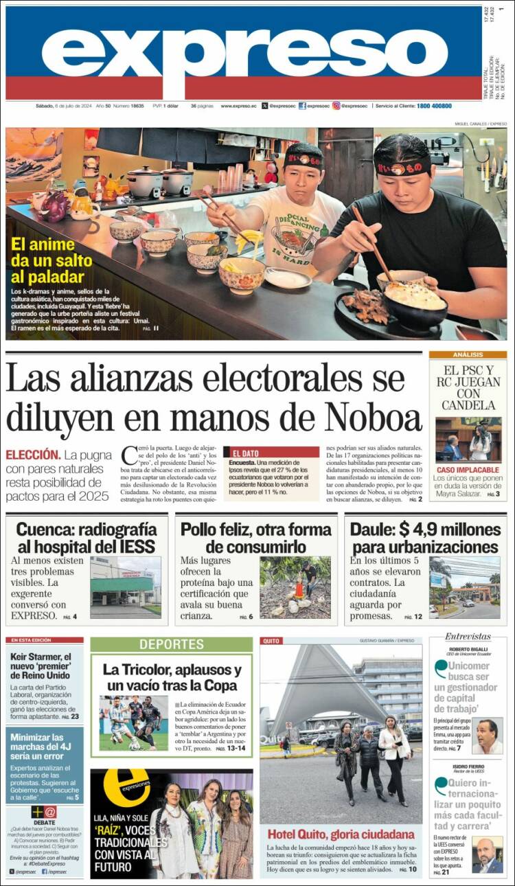 Portada de Expreso (Ecuador)