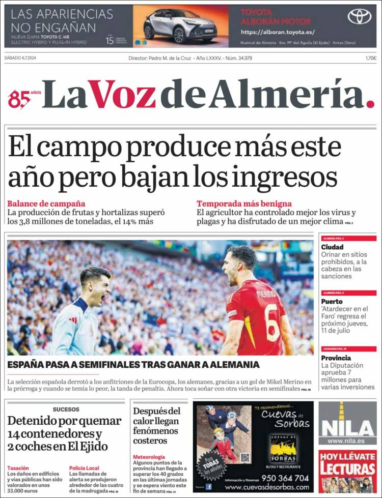 Portada de La Voz de Almería (España)