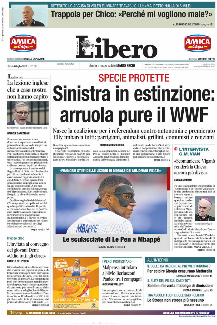 Portada de Libero (Italia)
