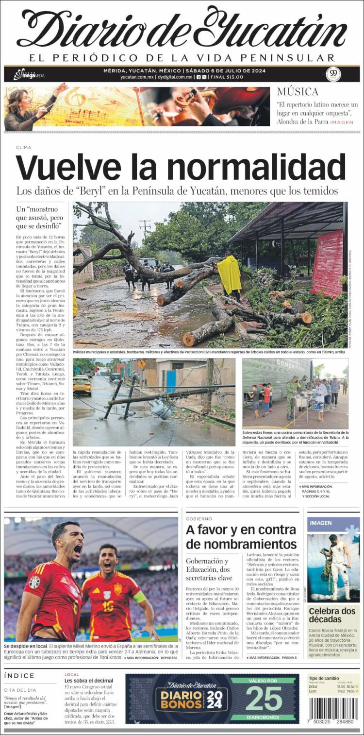 Portada de Diario de Yucatán (M&eacute;xico)