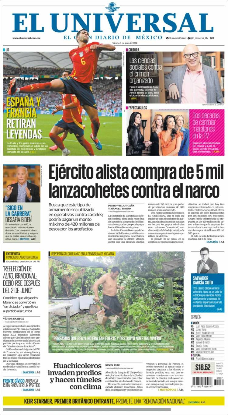 Portada de El Universal (M&eacute;xico)