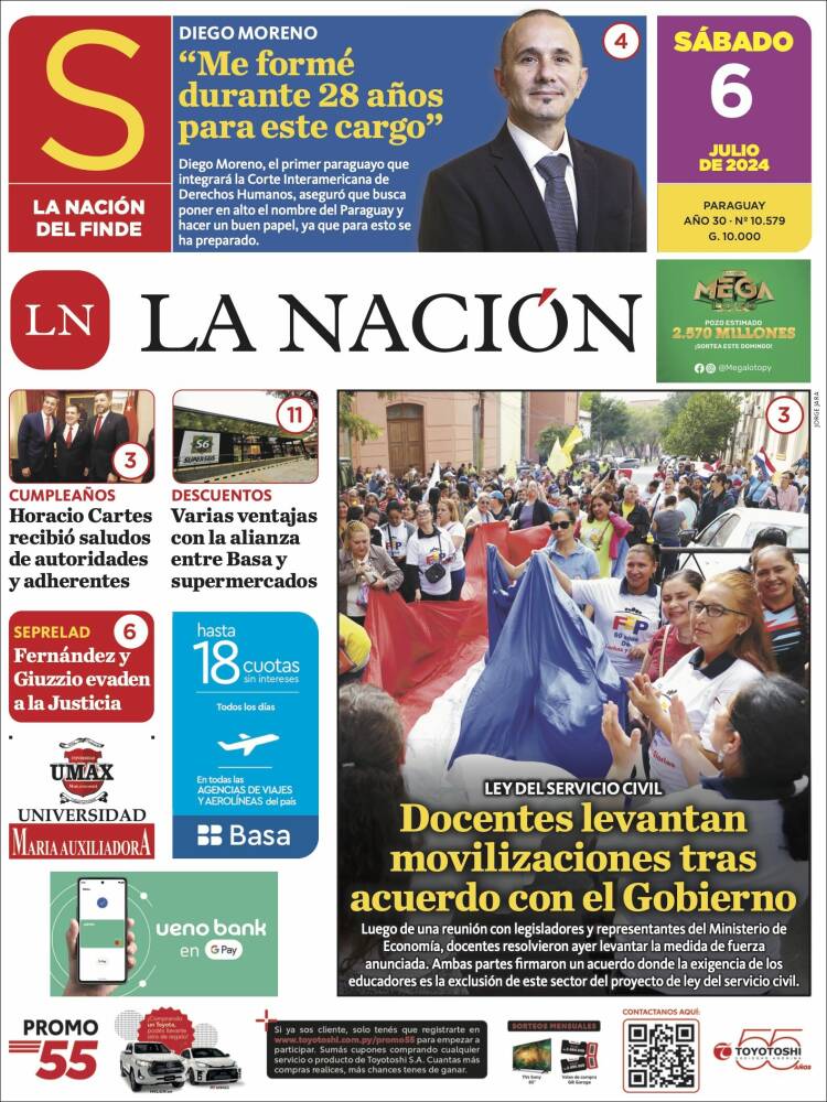 Portada de La Nación (Paraguay)