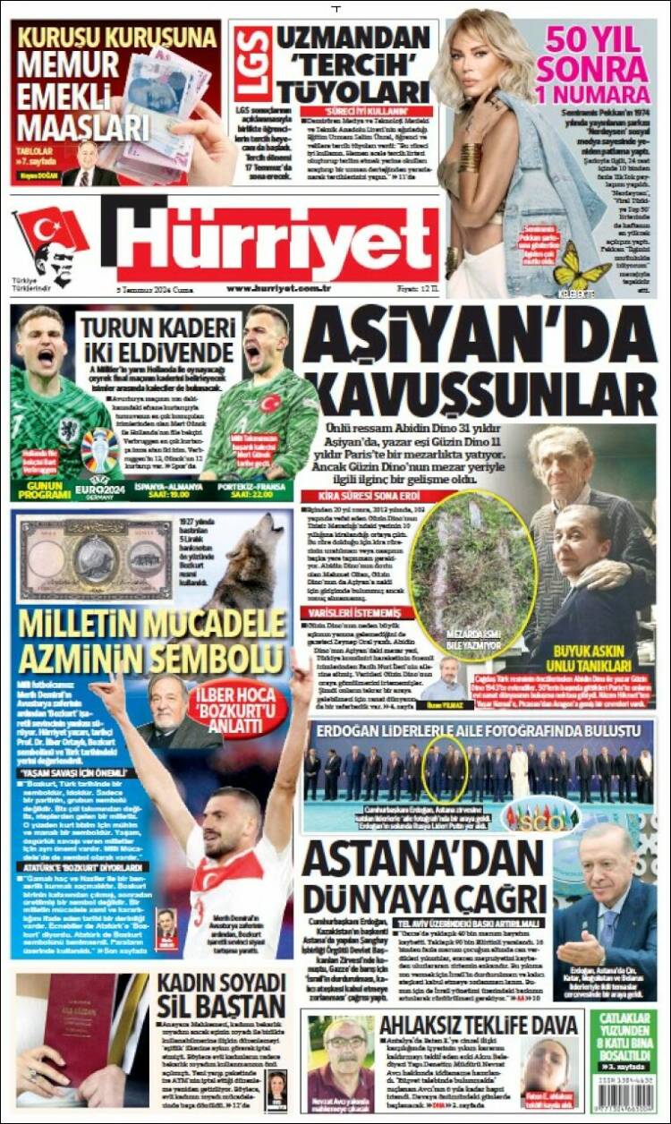 Portada de Hürriyet (Turqu&iacute;a)