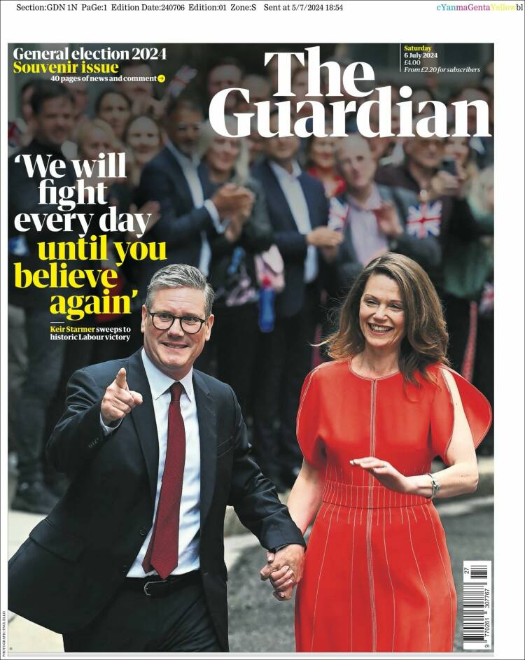 Portada de The Guardian (Reino Unido)