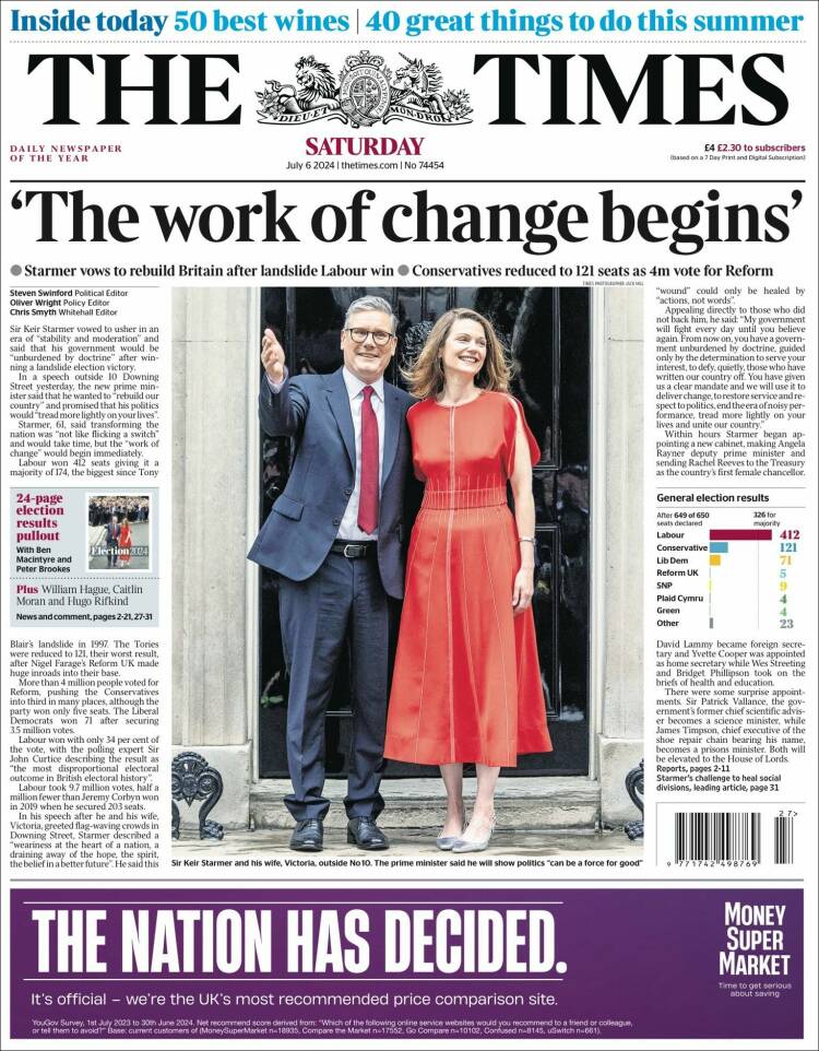 Portada de The Times (Reino Unido)