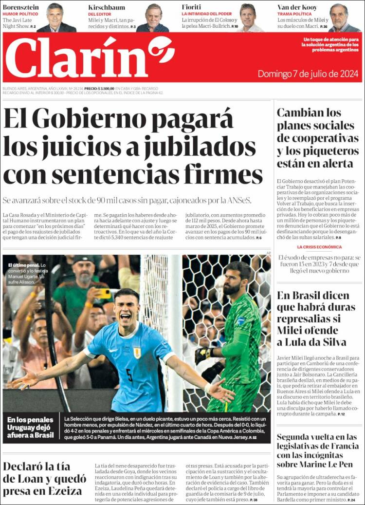 Portada de Clarín (Argentina)