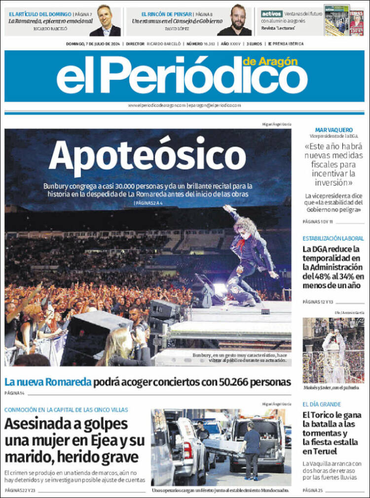 Portada de El Periódico de Aragón (España)