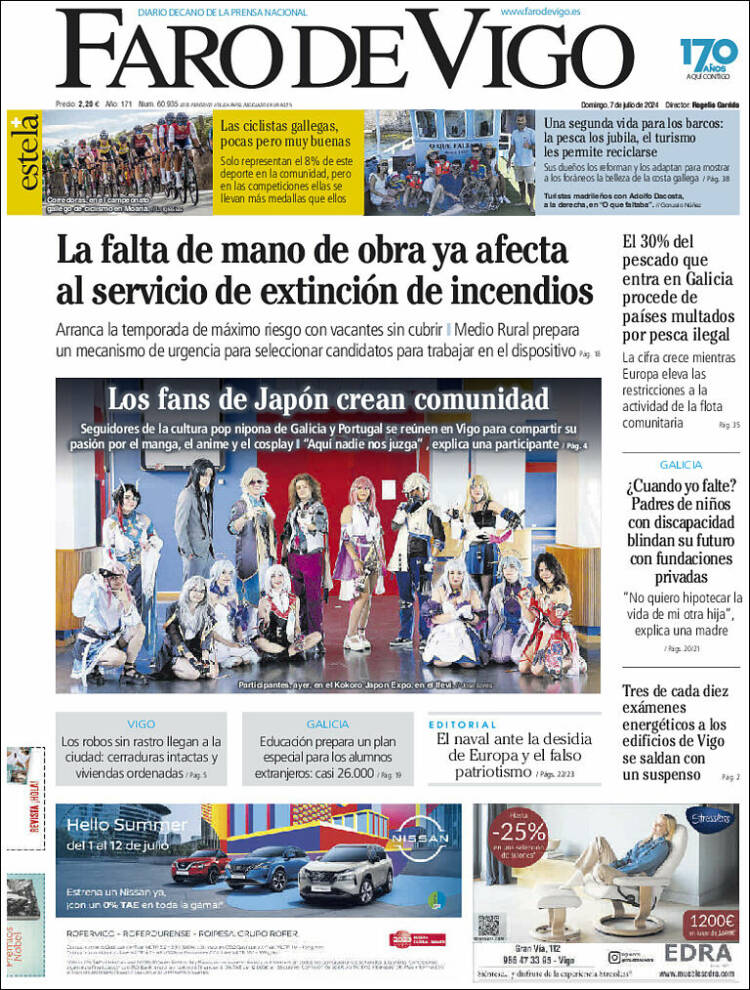 Portada de Faro de Vigo (España)