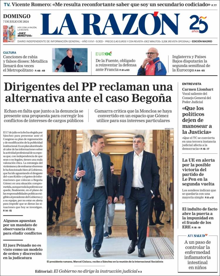 Portada de La Razón (España)