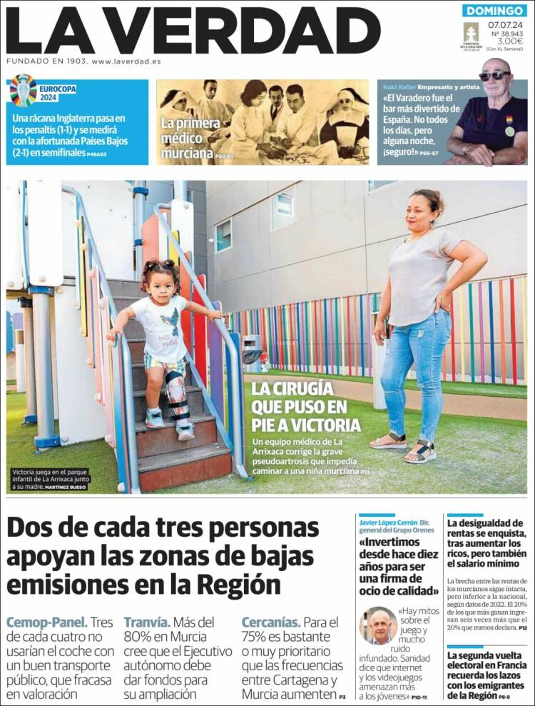 Portada de La Verdad de Murcia (España)