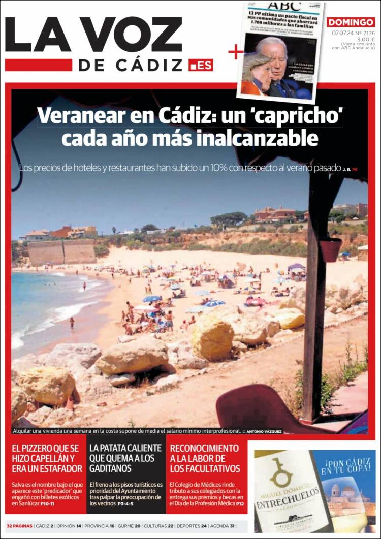 Portada de La Voz de Cádiz (España)