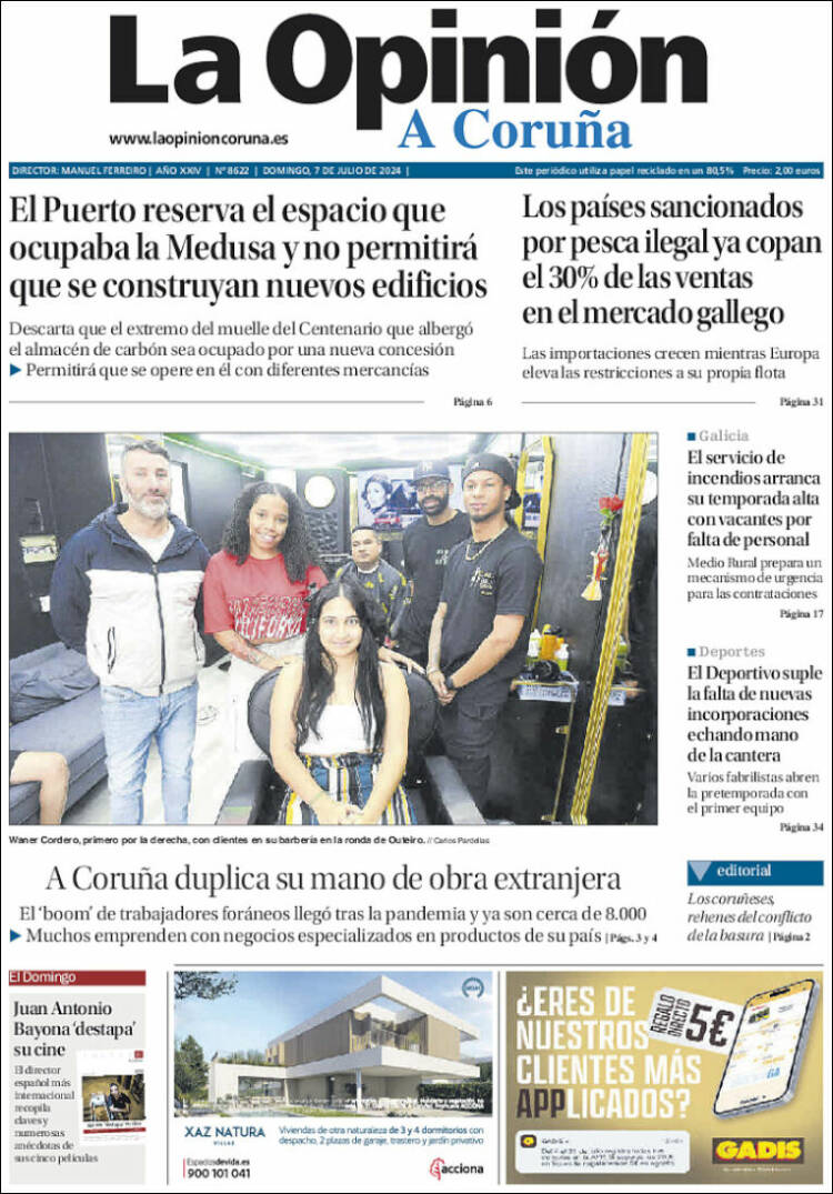 Portada de La Opinión de A Coruña (España)