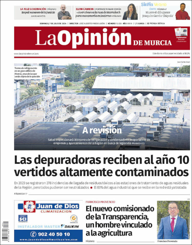 Portada de La Opinión de Murcia (España)