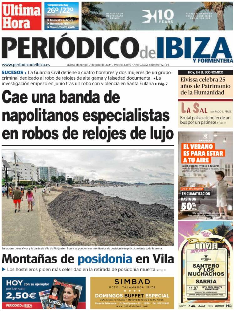 Portada de Periódico de Ibiza (España)