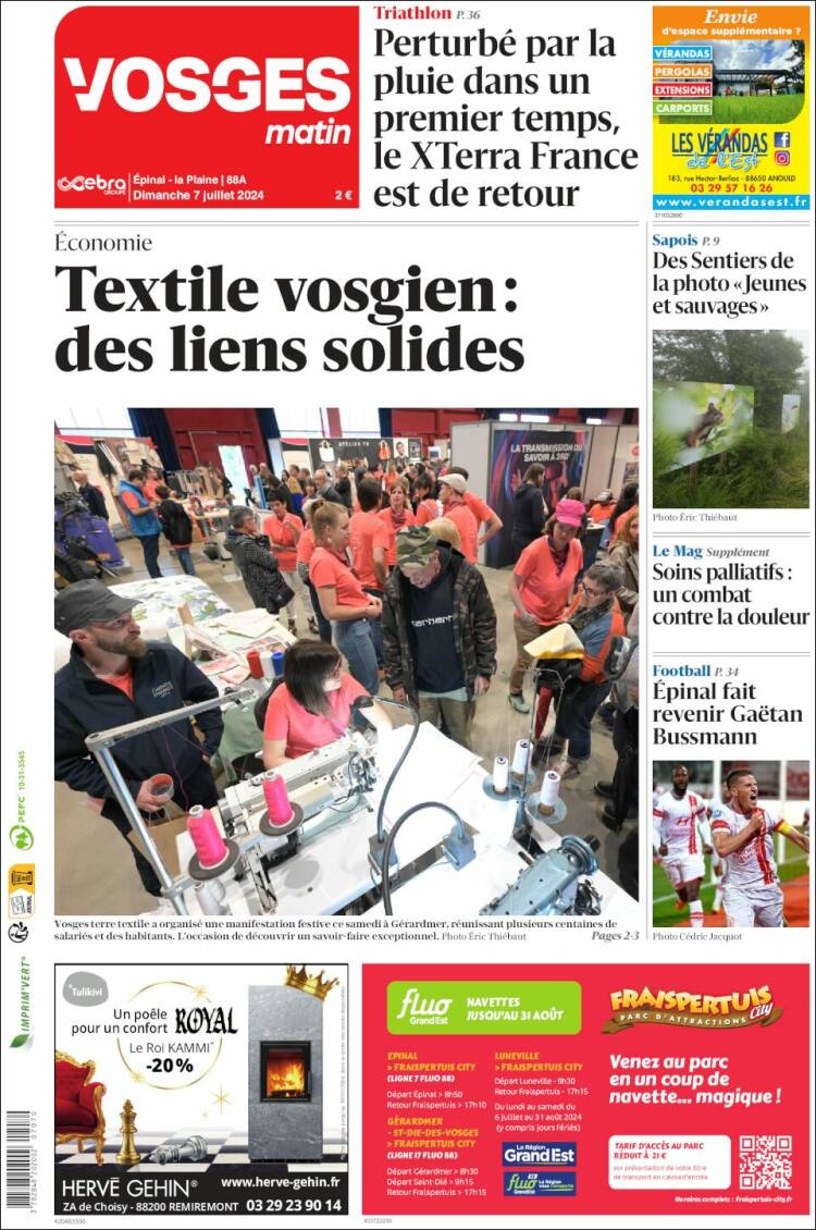 Portada de Vosges Matin (Francia)