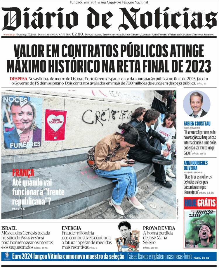Portada de Diário de Noticias (Portugal)