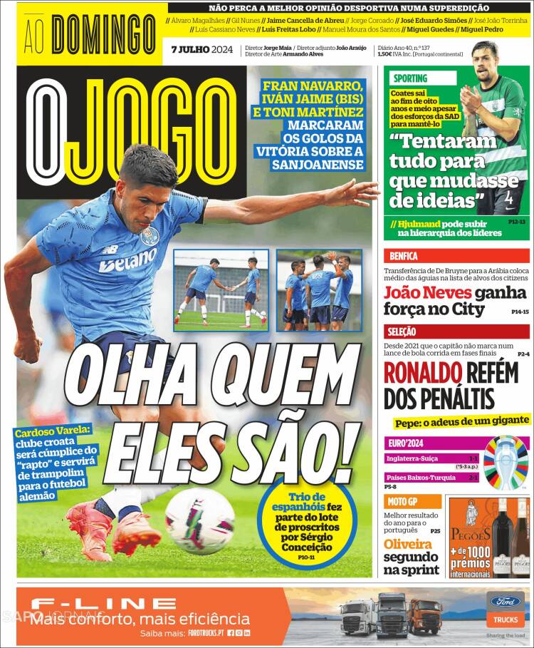 Portada de O Jogo (Portugal)