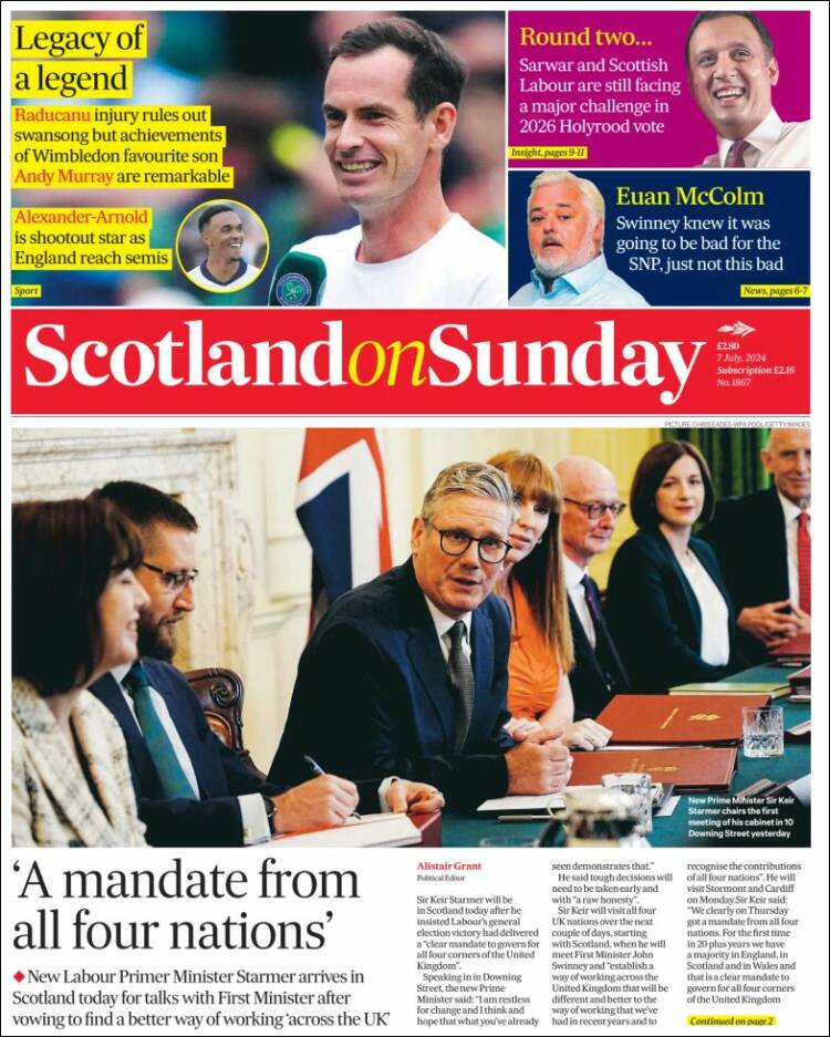 Portada de The Scotsman (Reino Unido)