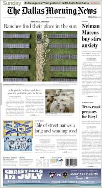 Portada de Dallas Morning News (USA)