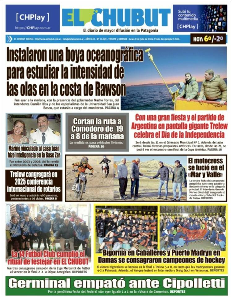 Portada de El Chubut (Argentina)