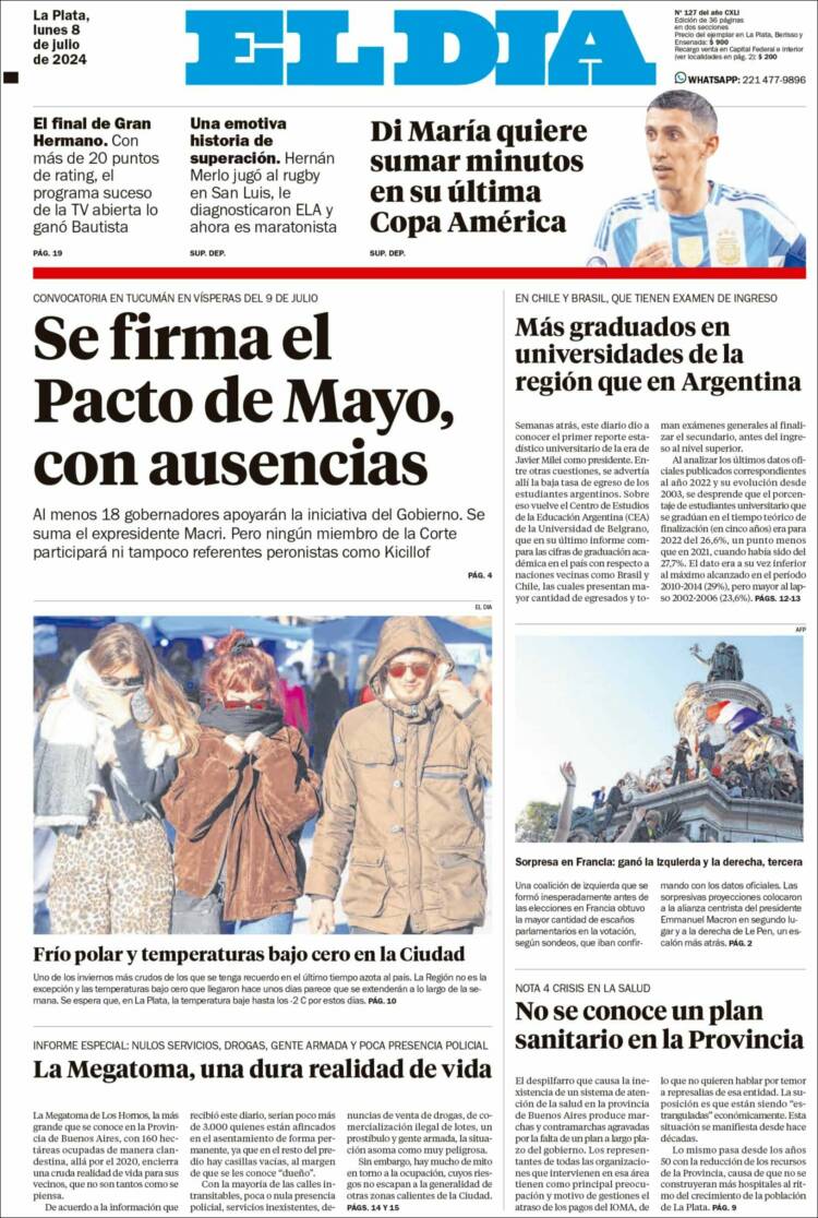 Portada de El Día de la Plata (Argentina)