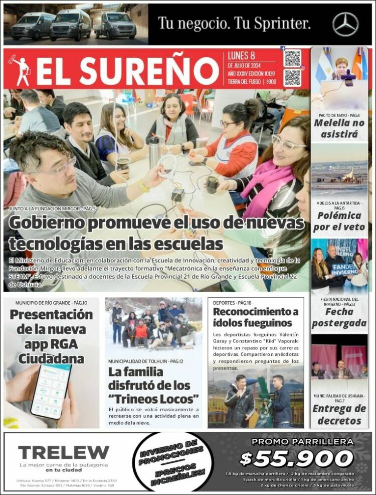 Portada de Diario El Sureño (Argentina)