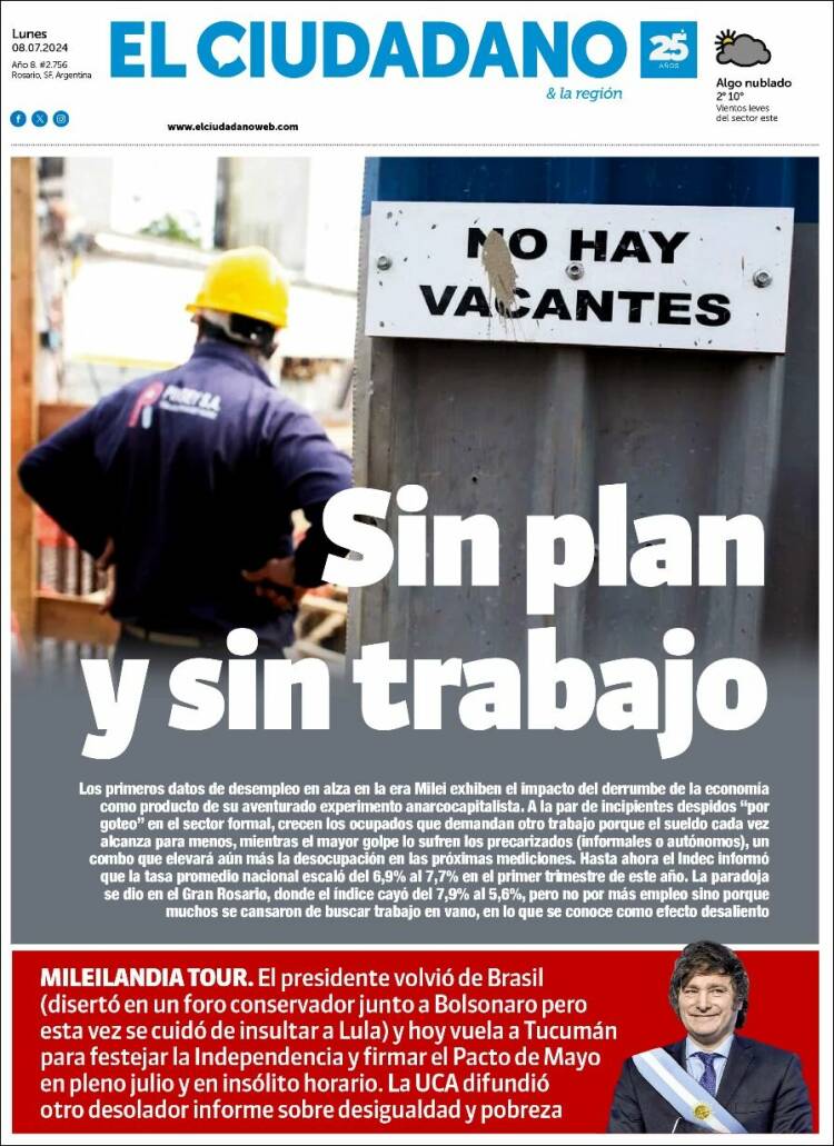 Portada de Diario El Ciudadano (Argentina)