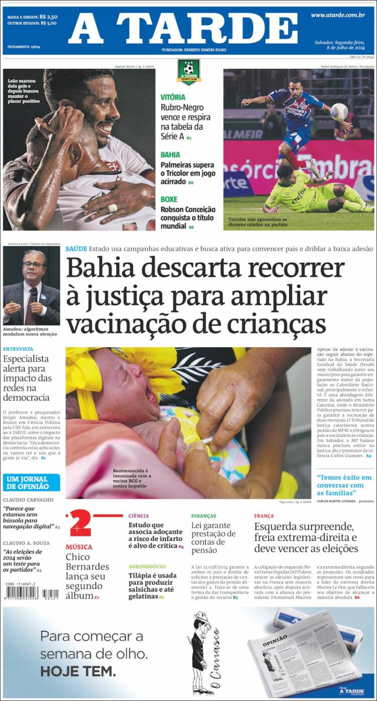 Portada de Diário A Tarde (Brasil)