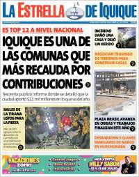 Portada de La Estrella de Iquique (Chile)