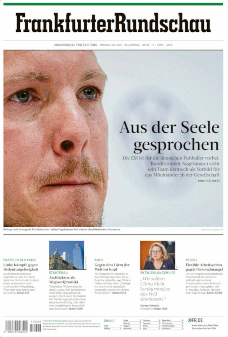 Portada de Frankfurter Rundschau (Alemania)