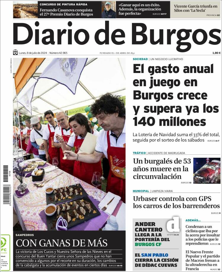 Portada de Diario de Burgos (España)