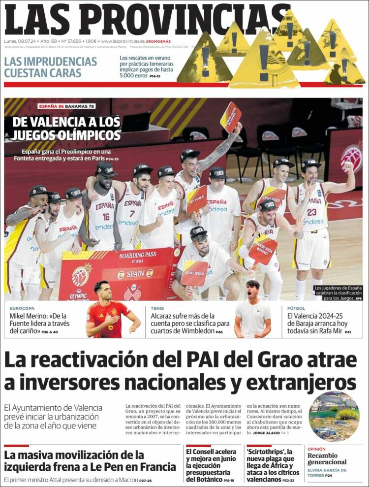 Portada de Las Provincias (España)