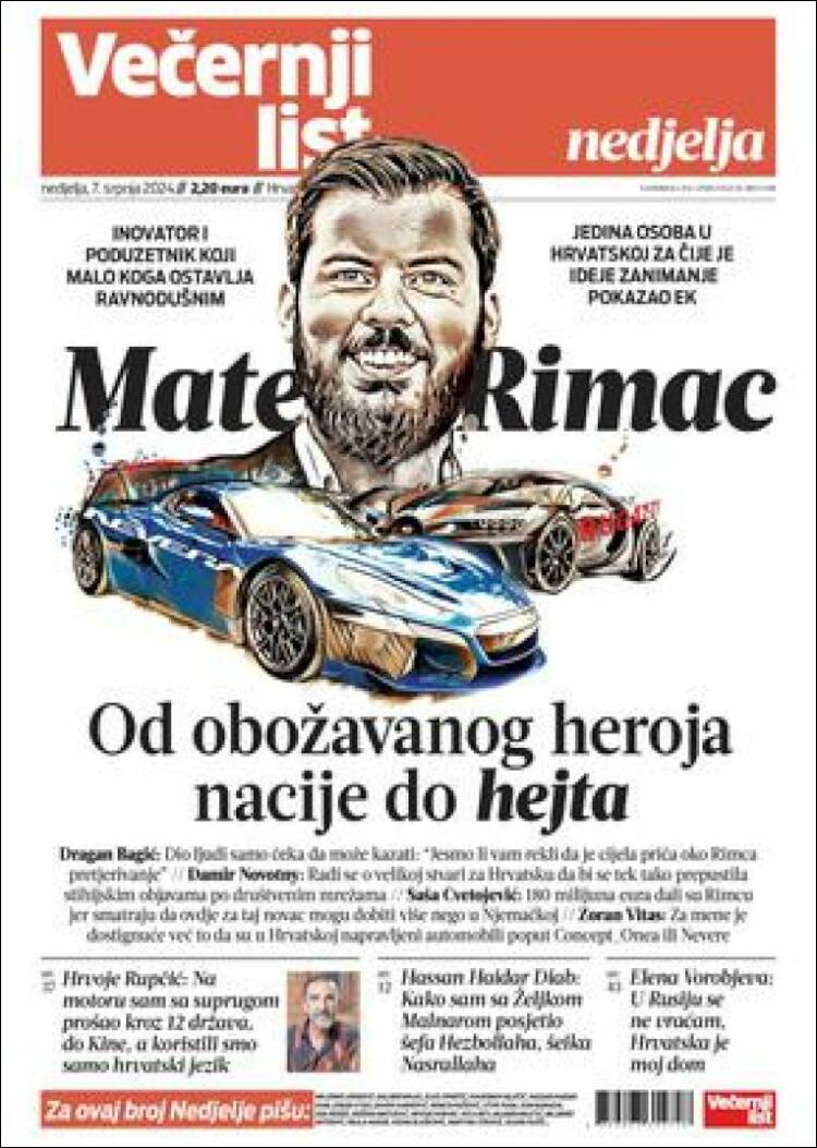 Portada de Večernji (Croacia)