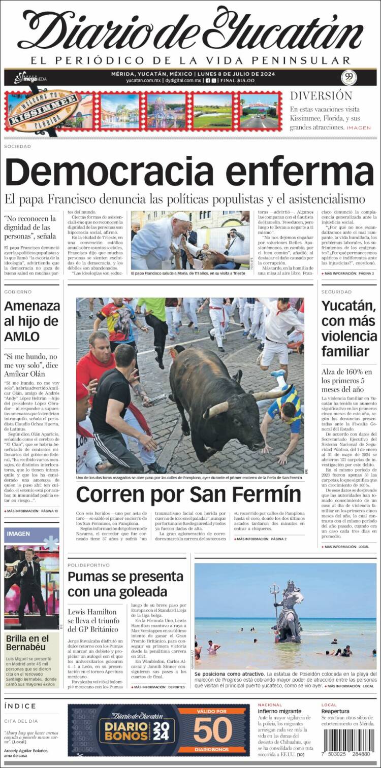 Portada de Diario de Yucatán (México)