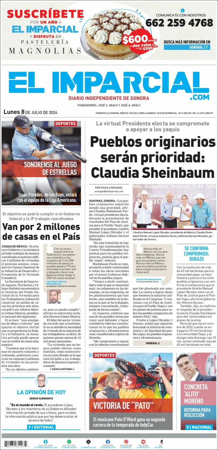 Portada de El Imparcial (México)