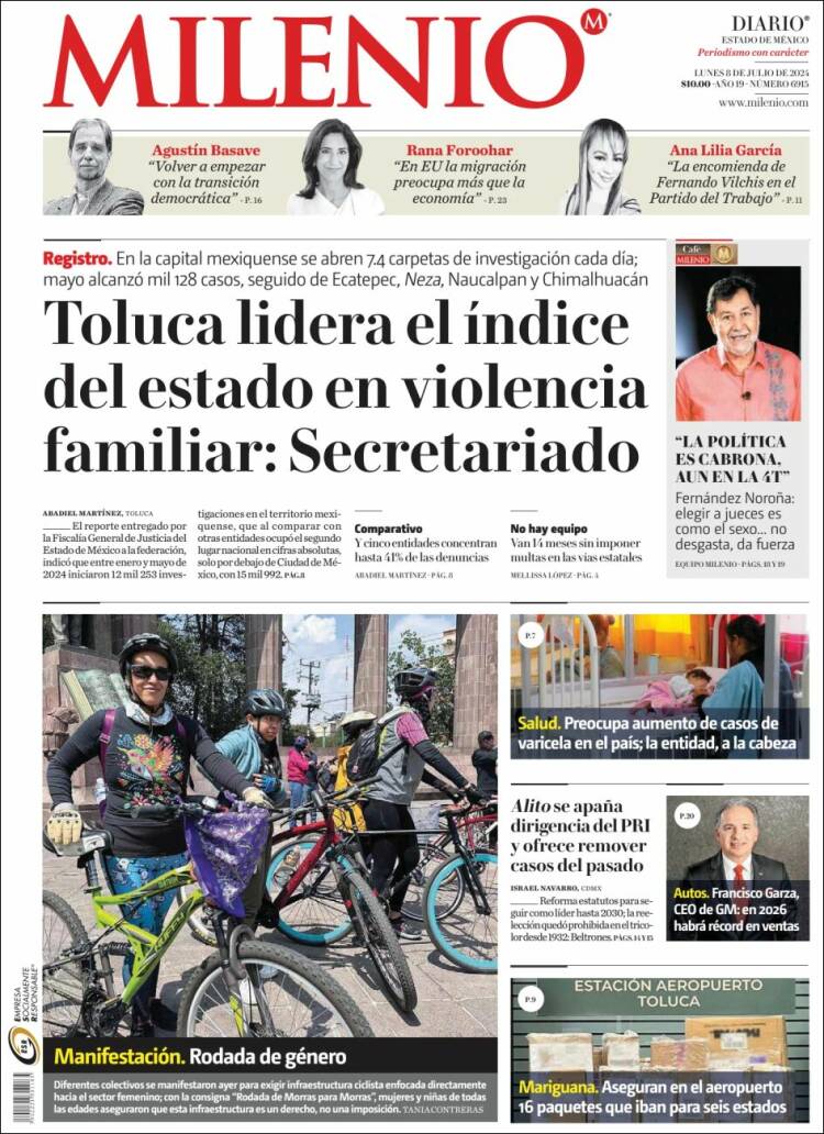 Portada de Milenio - Estado de México (México)