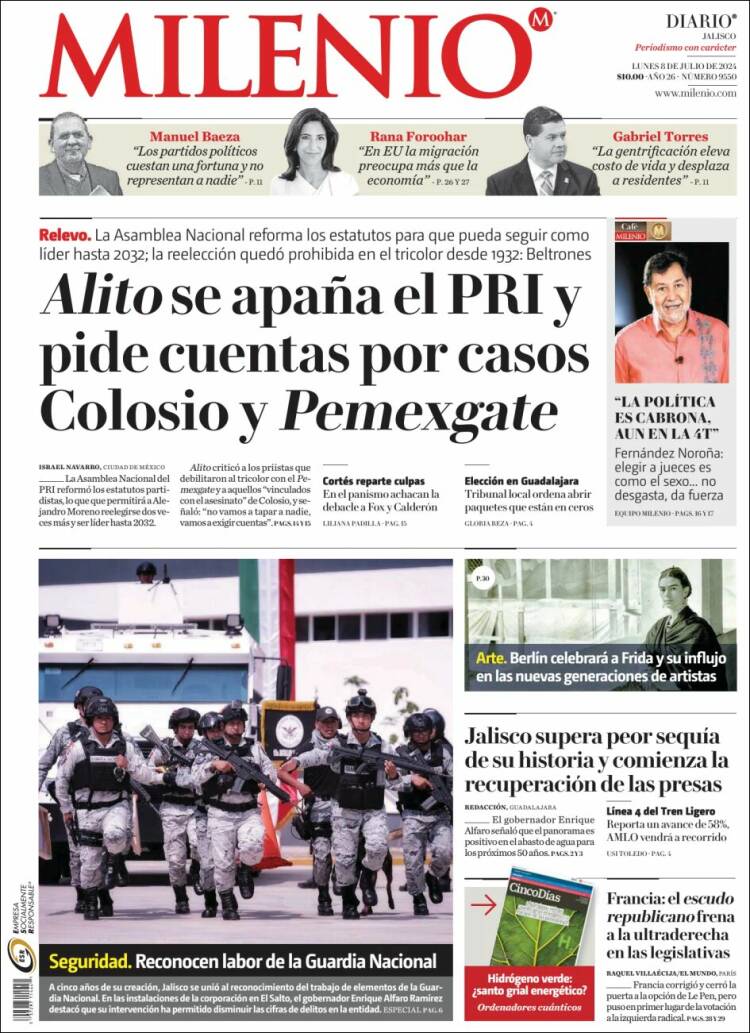 Portada de Milenio - Jalisco (México)