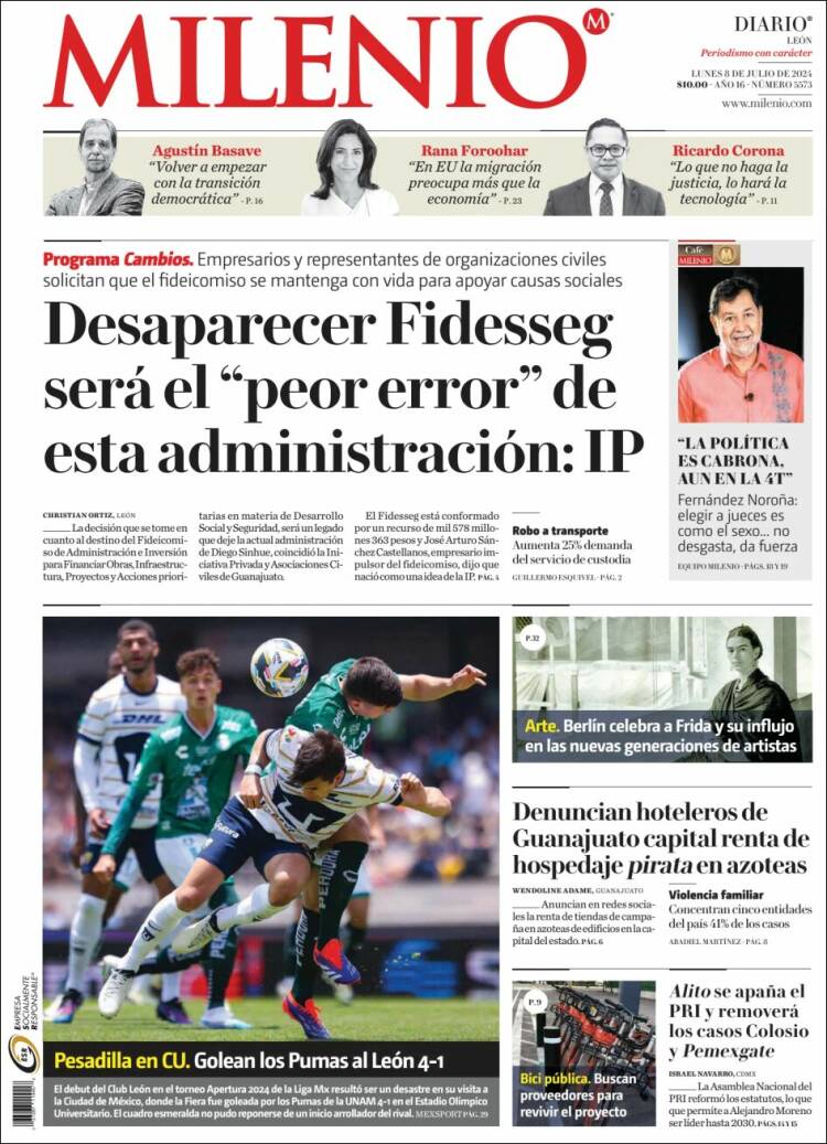 Portada de Milenio de León (México)