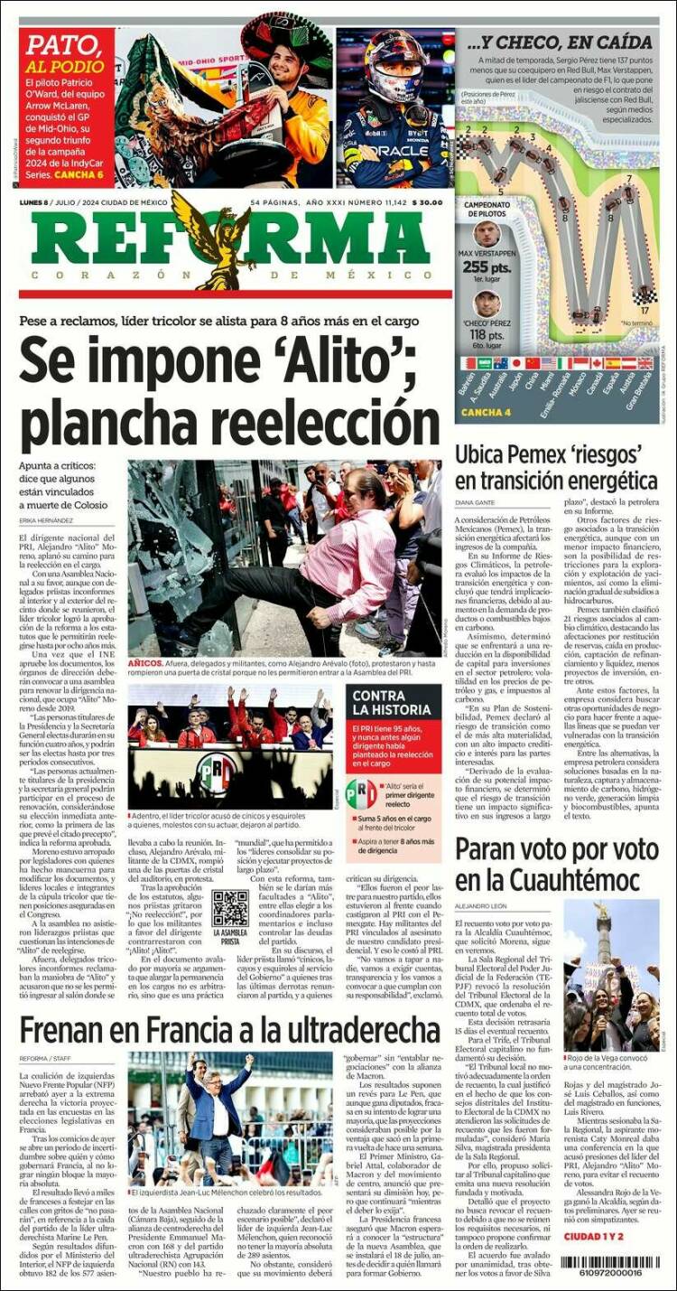 Portada de Reforma (México)