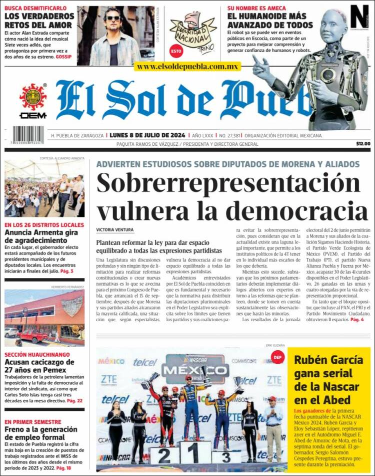 Portada de El Sol de Puebla (México)