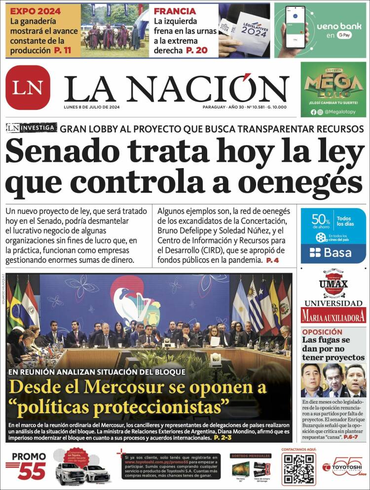 Portada de La Nación (Paraguay)
