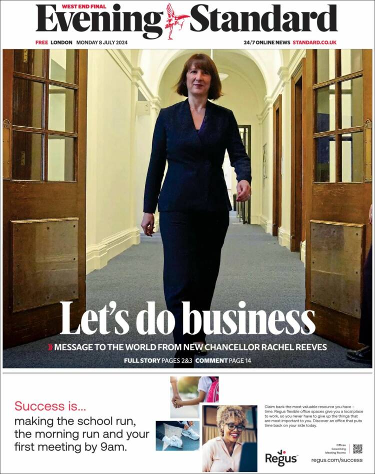 Portada de Evening Standard (Reino Unido)