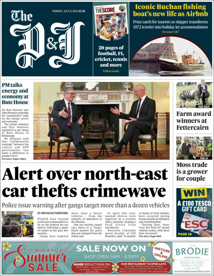 Portada de The Press and Journal (Reino Unido)