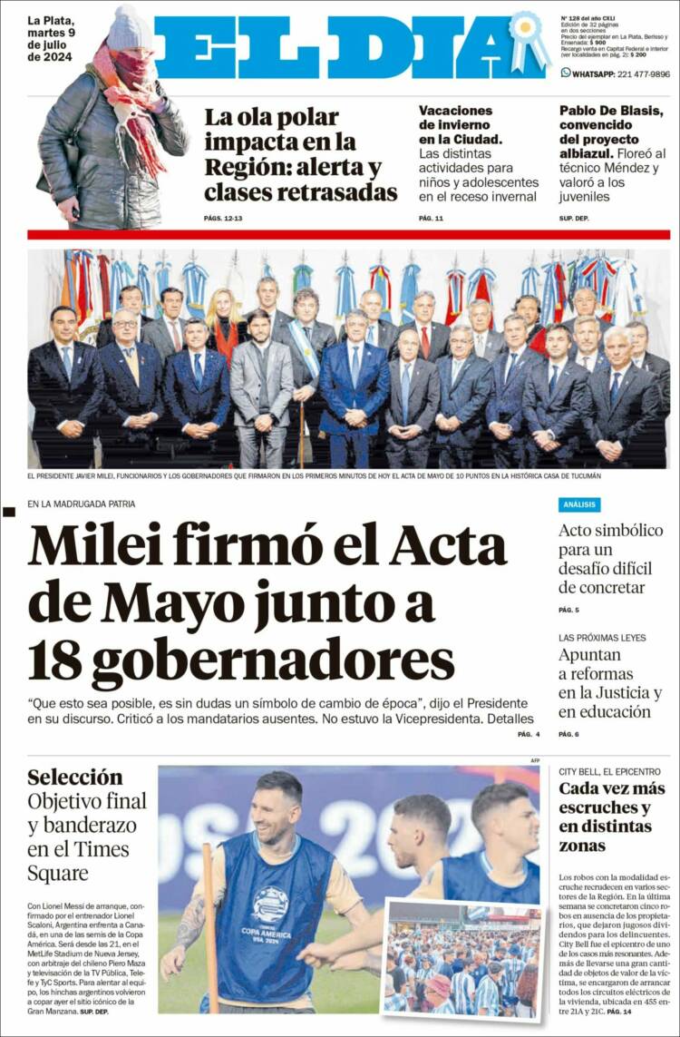 Portada de El Día de la Plata (Argentina)