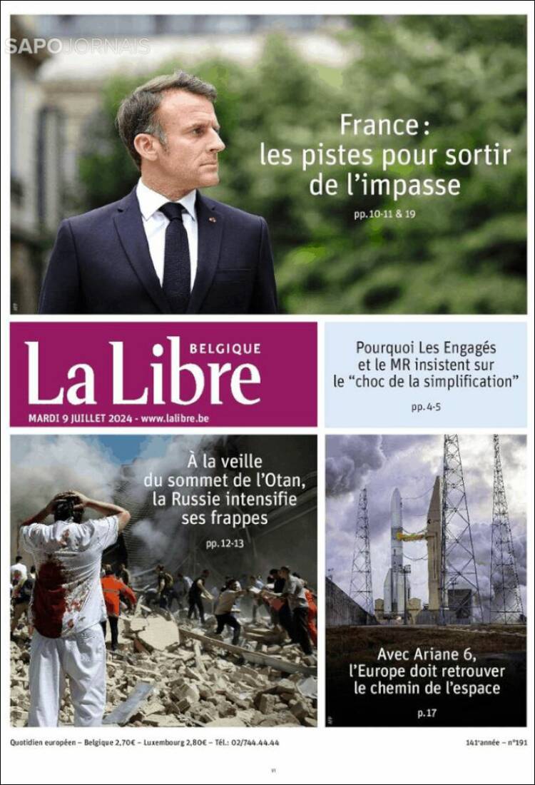 Portada de La Libre.be (B&eacute;lgica)