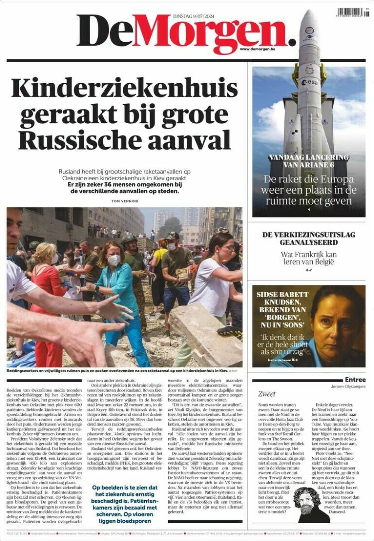 Portada de De Morgen (B&eacute;lgica)